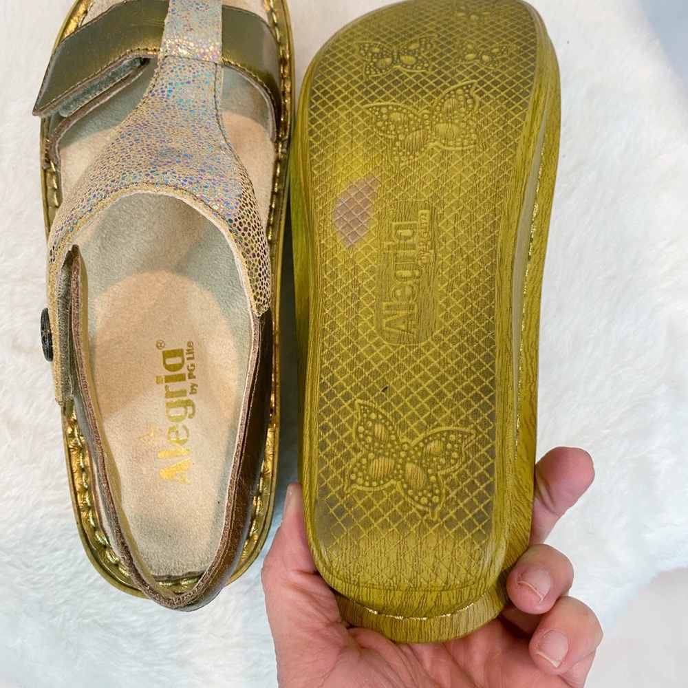 Alegria Kendra Gold Leather Sandals - Picture 8 of 8